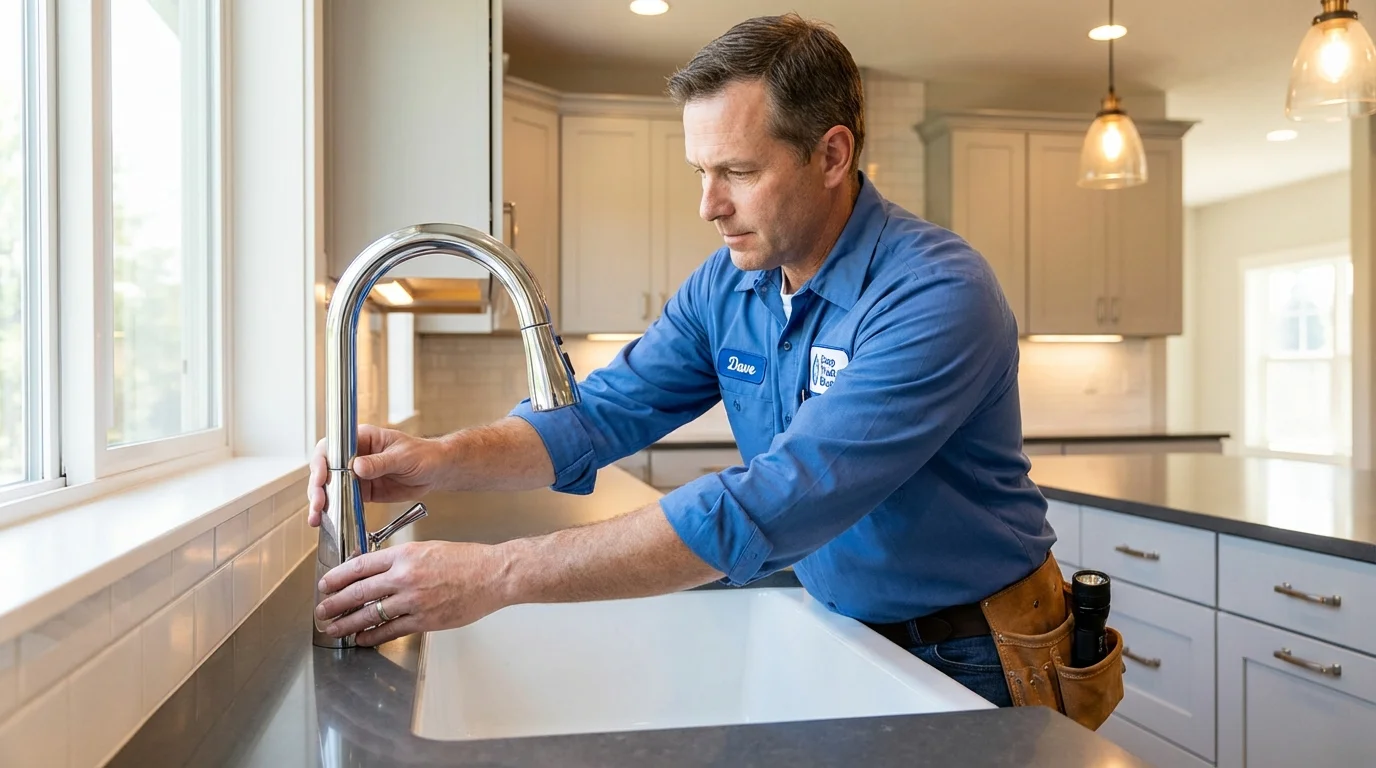 Kitchen faucet installation by Johns Plumbing LLC in Fair Haven